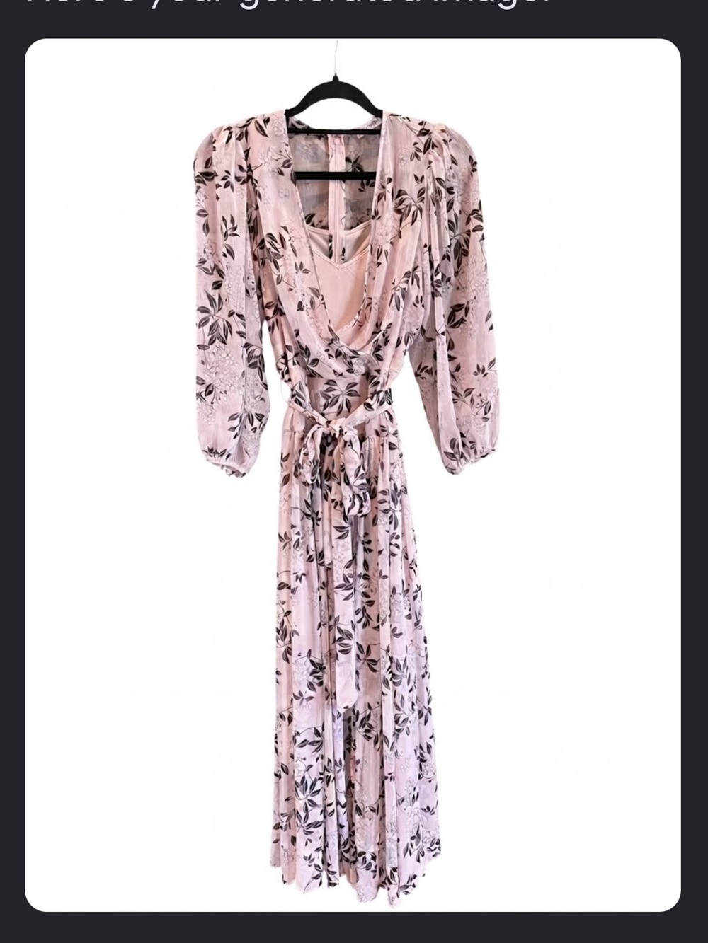 Pink Floral Maxi Dress with Belt